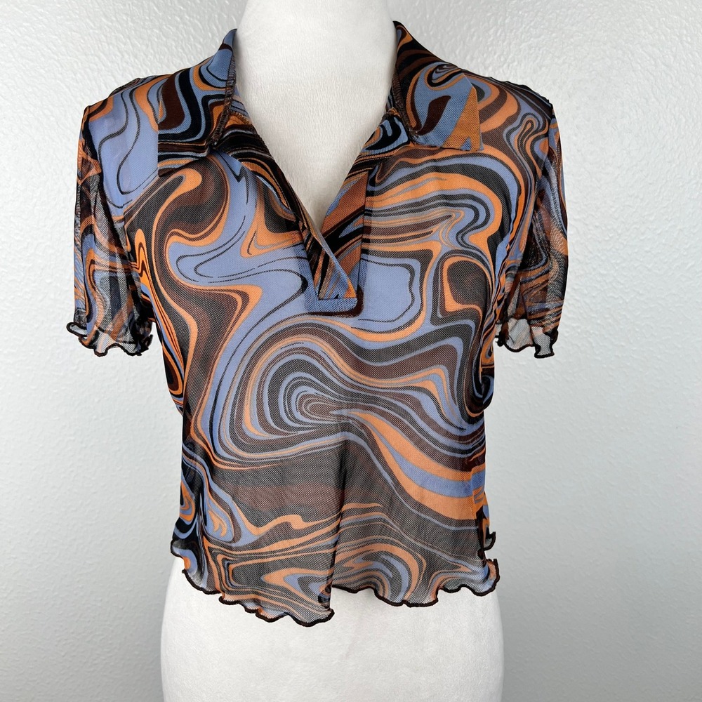 Sheer Mesh Top Medium Rave Indie Whimsigoth Y2K Festival Fairy Grunge Trippy